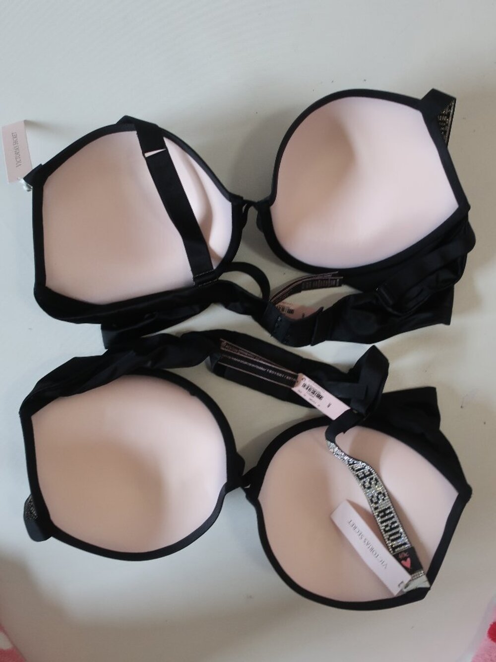 NWT Victoria's Secret Black Lot-2 Bedazzled Very Sexy Underwire Push-Up Bras 40C - Picture 6 of 8